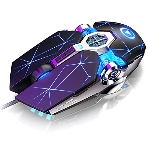 Gaming Mouse Wired Game Mice USB Silent Optical Mouse 3200DPI RGB Colorful Gradient Backlit 7 Buttons for Desktop Laptop Computer Gamer PC Windows Mac