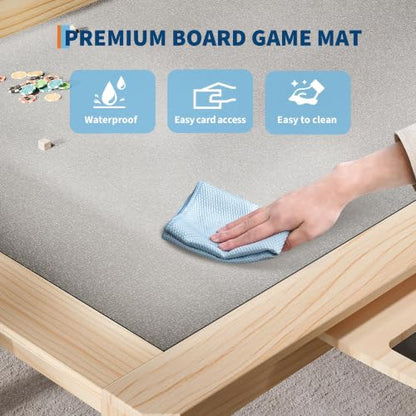 2-in-1 Solid Wood Convertible Board Game Dining Table with Storage | Removable Tabletop Leaves,Smart Storage Caddy,6 Cup Holders & Component Trays,Natural Walnut Finish,Multi-Purpose Household