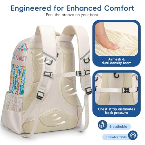 KAVIGOR Baseball Bag for Youth | Softball Backpack 50L Large Capacity with Shoe Compartment and 4 Bat Holders | Nova Flare Series - color: Beige
