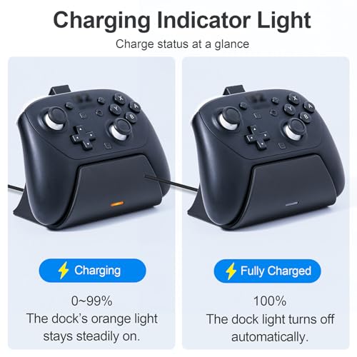 Charging Dock Station with Adapter for Nintendo Switch 2 Pro Controller, Charging Base Stand with Indicator Light Fast Charge & Overcharge Protection Charger Mount Support