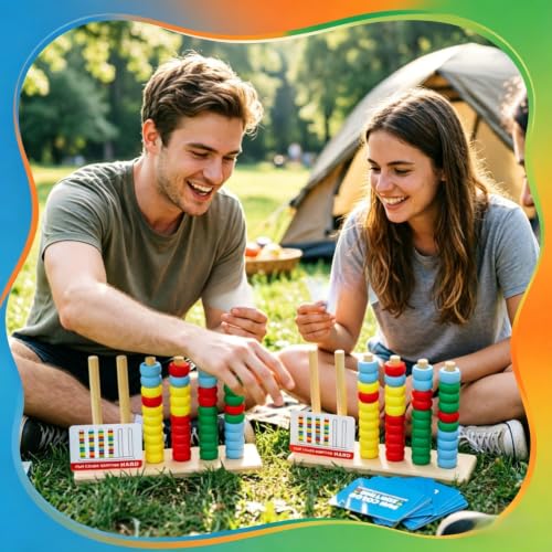 3D Color Stacks Challenge Game,2-4 Players Family Board Game for Adults & Teens,Mini Color Stack for Game Night and Travel