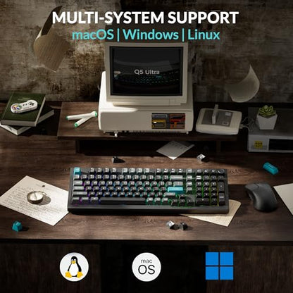 Keychron Q5 Ultra 8K Polling Rate Wireless Custom Mechanical Keyboard | 2.4 GHz & Bluetooth ZMK Launcher, 660Hr Battery Aluminum Body with Hot-swappable Brown Switches for Mac Windows Linux - Black - color: Brown Switch