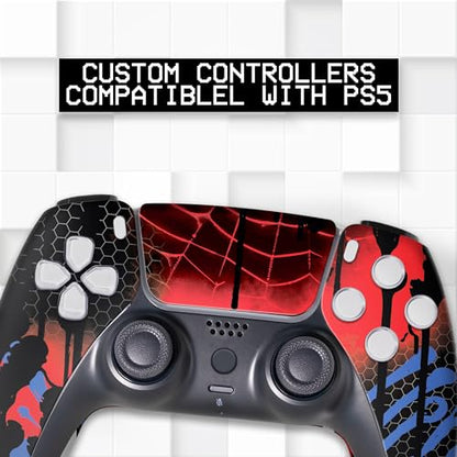 Web Slingeer Custom PS-5 Controller Wireless compatible with Play-Station 5 Console by BCB Controllers | Proudly Customized in USA with Permanent HYDRODIP Printing(NOT JUST A SKIN)(MODDED) - color: Web Slingeer, size: Modded - Front & Back Print