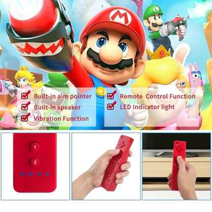 TechKen Wii Controller 2 Pack, Wii Remote Controller with Silicone Case and Wrist Strap, Wii Remote Controller for Wii/Wii U - color: Red