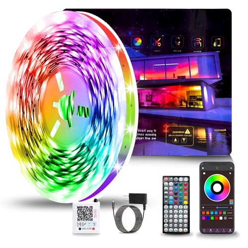 NBBUFF Led Lights for Bedroom 65.6FT (1 Roll), RGB LED Strip Lights with Music Sync Color Changing Effects, Remote & App Controlled Led Lights for Room and Party, Long LEDs for Bedroom - size: 65.6 ft