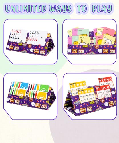 Playing Card Holder for Bingo Pull Tabs Gambling Tickets Card Game Holders for Canasta Poker Bridge Cards Casino Portacartas para Bingo Purple Indigo - color: Indigo