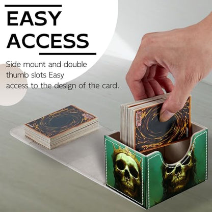 Trading Card Storage Box, Holds 100+ for MTG Cards, PU Leather with Magnetic Closure, Undead King Skull with Golden Crown Durable Deck Box for Magic the Gathering, Trading Card Games - color: Undead King Skull with Golden Crown