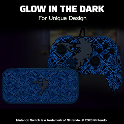 PDP Gaming GLOW Bundle Kit: REMATCH Wired Pro Controller + Travel Case, Officially Licensed for Nintendo Switch/Lite/OLED, Legend of Zelda Breath of the Wild Sheikah Shoot (Glow in the Dark) - style: Sheikah Shoot Controller + Case