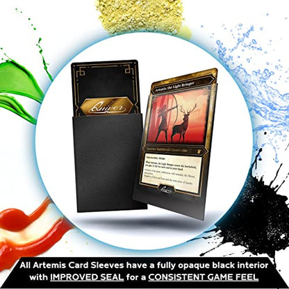 Black Trading Card Deck Block & Card Sleeves Bundle Fits Magic: The Gathering Cards & Other TCG - 100+ Standard Deck Box with 2 Dividers and 100 Artemis Black Sleeves (66 x 93 mm) | 1 deck box 100+ with 2 dividers and 100 Artemis black sleeves (66 x 93 mm
