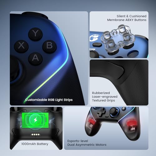 GameSir Super Nova Wireless Gaming Controller for PC/Switch/Switch 2/iOS/Android, 1000Hz Polling Rate, Hall Effect Stick & Trigger, Rubberized Grips, RGB Lighting, 1000mAh - Blue - color: Blue
