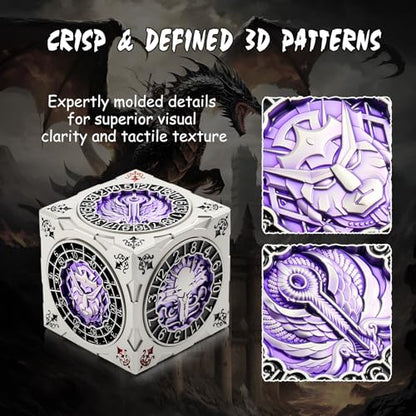 DNDND Multi-Functional Spinner Dice Cube for DND – Iconic Monster Themed Collector's Gift for D&D, Dungeon Masters & RPG Players (Silver&Purple) - color: Silver Purple