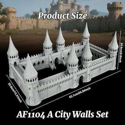 AUSPDICE TTRPG Scenery Modular Fortress, 25mm Dungeon Walls, Defense Towers | Unpainted City Walls, Defense Towers, Gates and Stairs for Dungeon Masters, Wargames and Fantasy RPG Campaigns, AF1104 A - color: Af1104 a City Walls Set