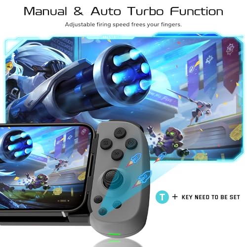 Joso Wireless Phone Controller for iPhone/Android, Mobile Game Controller with Hall Joystick Suitable for Xbox Cloud Gaming, PS Remote Play, Steam Link, Call of Duty & More - Gray - color: Gray | D6