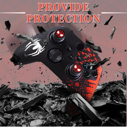 Anti-Slip Silicone Controller Skin Kit only for Xbox Series S/X | Controller Case with 2 Thumb Grip Cover & 2 Elevated Base - color: Red and Black
