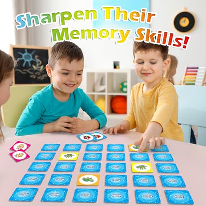Aizweb Match Game,Memory Game,40 Pcs Toddler Card Games for Boys Girls Kids Ages 3 4 5 6,Flash Cards for Preschool Kindergarten Learning Activities,Educational Toys Homechool Supplies - style: Ocean World