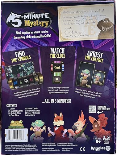 5-Minute Mystery Cooperative Detective Board Game, Ages 8+, 1-6 Players