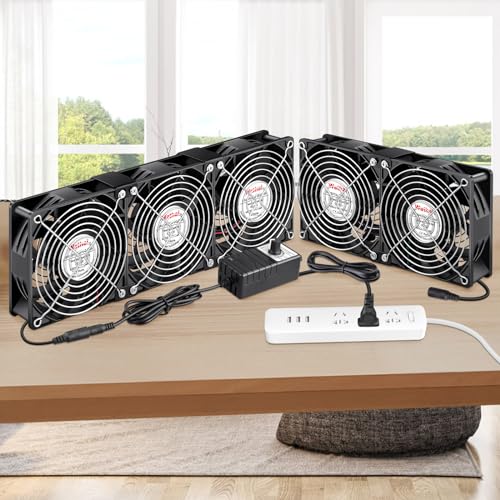 Wathai 120mm 240mm x 38mm Computer Fan with AC Plug Powerful Airflow | Dual Ball Variable Speed Controller AC 110V - 240V for CPU Mining Rig Machine Chassis Server Workstation Cabinet Cooling - style: 120mm x 2