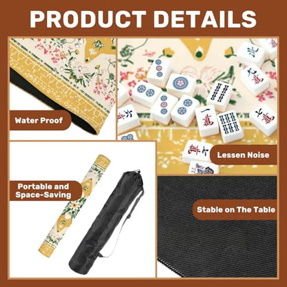 Mahjong Mat 31.5" x 31.5" Floral Mandala Design Yellow Green Accents Soft Pink Non-Slip Noise Reduction Mahjong Tiles Table Cover for Dominoes Poker Card Board and Tile Games - color: Color10
