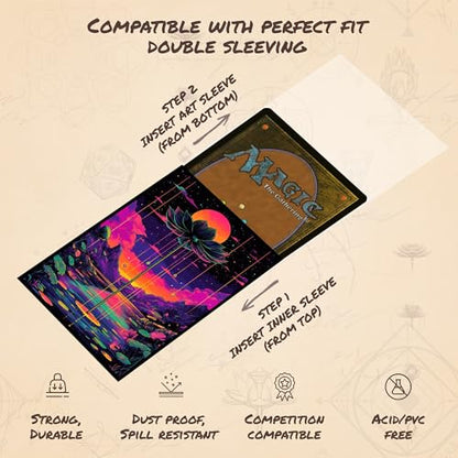 Neon Lotus 3 - MTG Card Sleeves, 104ct, Standard Size, Textured | Perfect for Double Sleeving, Smudge Resistant Matte Back, Standard 66x92mm - Compatible with Magic The Gathering & TCG Cards - color: Neon Lotus 3, size: Textured