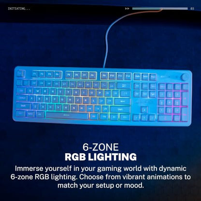 JLab Nightfall Gaming Keyboard, Wired, RGB, 104 Keys, White - color: White