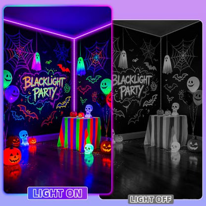 50 Foot Black Light Strip & Remote, 900LEDs, Dimmable, 3 Lighting Modes | 12V Flexible Black Lights forHalloween, Glow Neon Party, Bedroom, Classroom, Fluorescent Decor Tapestry Poster, Indoor - size: 50FT