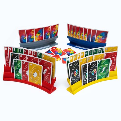 BORICO Card Holders for Playing Cards - 4 Pack Playing Card Holder for Kids and Adults,Stackable Storage Game Card Tray for Arthritis Patients with a Travel Pouch (4 Colors) - color: 4 Colors