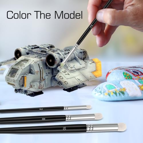 Dry Brush Set, 6 Different Sizes | Professional Art & Advanced Acrylic Paint Brushes, Detail Paint Brush, Model Wargames Miniature, Watercolor Oil Painting
