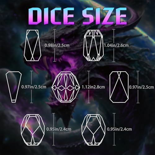 FONVGOGO Dungeons and Dragon DND Dice Set, Metal Dice Set D and D with Cardboard Box RPG Dice for Role Playing Games Gifts (Purple Blue) - color: S Purple Blue