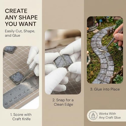 Dollhouse Miniature Paving Stones, Model Tiles | Set of 50 pcs for Fairy Gardens and Tabletop Terrain, REDUCIO! - color: Misty Rock