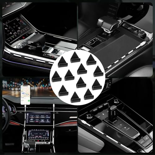 12 PCS Car Cable Clips, No Glue Cable Management Clips, Triangle Car Trim Cable Clips, Wire Organizer Cord Holder for USB Charging Cable, Console, Dash Cams
