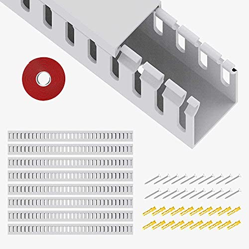 Open Slot Wiring Raceway Cable Duct, 123in Cable Management Channel Cord Track,Desk Wire Channel, Under Desk Cable Management to Hide Cables, Wires for Computers (White, 1.18" Hx1.57"W, 15.4''L(8 Pc)) - color: White, size: 1.18" Hx1.57"W, 15.4''L(8 Pc)