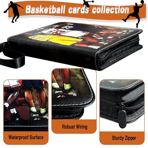 Basketball Card Binder, Trading Card Binder 9 Pocket with 50 Removable Sleeves Fits 900 Sport Cards, 3 Ring Card Holder Binder with Zipper, Collector Storage Album