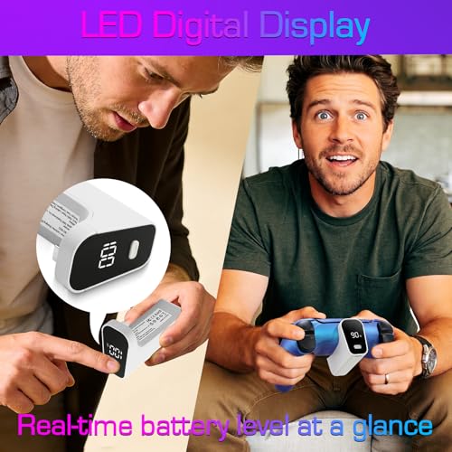 Wireless Charger for PS5 Controller with 2000mAh Battery Pack, Play While Charging for PlayStation 5 Controller Charger LED Display 12H Extended Playtime Ultra-Light Portable