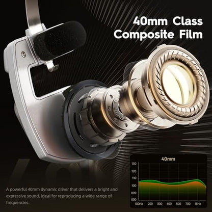 okcsc Classic Retro Headphones, Retro Style, BT Wireless On-Ear Headsets, Ultra Lightweight Retro Headsts/40mm Class Composite Film/80s 90s Design/BT 5.3 & Wired Two Connection Modes, BT/Silver - color: Silver, size: Bluetooth