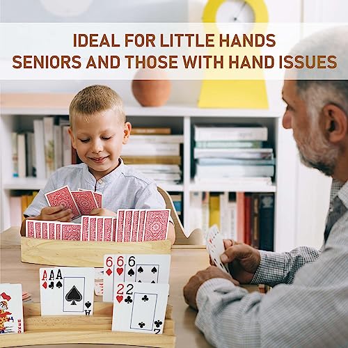 LotFancy Playing Card Holders for Kids Adults Seniors, Set of 2, 3 Tiers, Hands Free Curved Wooden Card Holder for Family Card Game Night, Canasta, Bridge, Poker Parties - style: 2-Pack