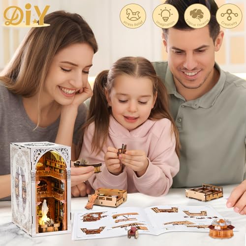 MiniCity Public Library DIY Book Nook Kit, Miniature House Puzzle with LED | Create a museum reading room for display; LED, dust cover, glue/tools and guide included; 604 pieces, 6-8 hr build, ages 14+. - style: Public Library