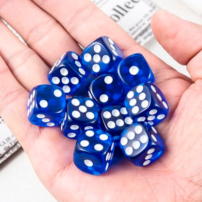 10 Pieces Polyhedral D6 Dice Set, 6 Sided Dice 16mm for RPG MTG DND Table Games (Transparent Dark Blue) - color: Transparent Dark Blue