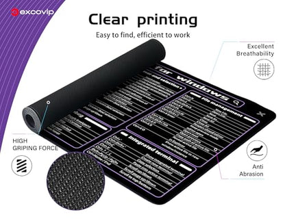 excovip Commands Shortcuts Mouse Pad for Visual Studio-80x30x0.2 cm Extended Large Cheat Sheet Mousepad PC Office Spreadsheet Keyboard Mouse Mat Non-Slip Stitched Edge 0472 - color: for Visual Studio