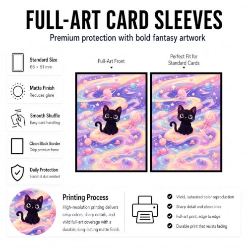 MTG Card Sleeves Matte -100 PCS Trading Card Game, Size 2.6 x 3.6 inches, Suitable for All TCG Card Games Protective (Cosmic Purrs) - color: Cosmic Purrs
