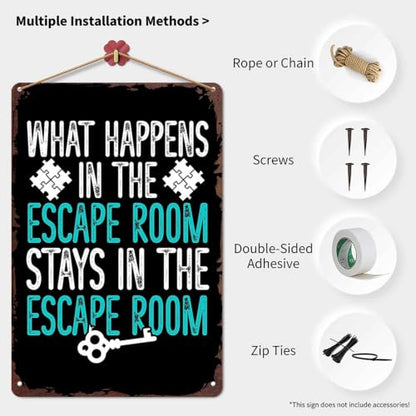 Escape Game Solving Metal Sign 8x12 Inch, Funny Aluminum Wall Decor, for Home, Office, Bedroom, Living Room, Kitchen, Garage, Wall Decoration