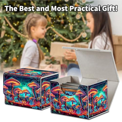Stylish MTG Deck Box for 110+ Cards, Magnetic Commander Deck Case with Bonus Game Card Pouch, Durable Storage for TCG and Sleeved Magic Cards, Mushrooms - color: Mushrooms