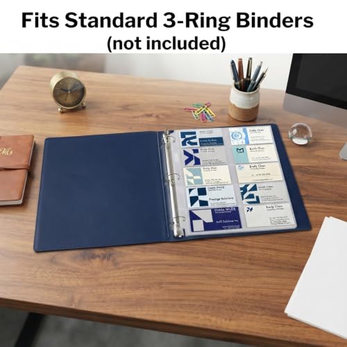 Business Card Holder Sleeves (25 Pack for 500 Cards) for 3 Ring Binder | Heavyweight Plastic Sheet Protect, Each Sleeve Holds 2x3.5 Namecards, 3-Hole Punched - size: 2.2x3.7inch-10pocket, style: 25 pack