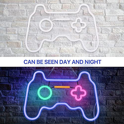 Led Dimmable Neon Signs Wall Decorations For Living Room|Bedroom Gamepad Controller Shape Lights Game Room Decor Accessories Cool Teen Boys|Girls|Kids Gamer Gifts