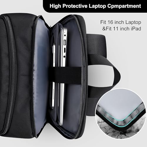 PIJUSHI Casual Travel Backpack for Women with 16" Padded Laptop Compartment | Carry On Luggage with USB Charging Port, 1680D Water-Resistant Nylon, Airline Approved, For Daily, Hiking - color: Black