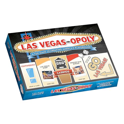 Late for The Sky Las Vegas-Opoly Property Trading Board Game – Vegas Theme Family Party Game for 2-6 Players Ages 8+, Tokens, Dice, Cards, City Blocks and Keys to The City