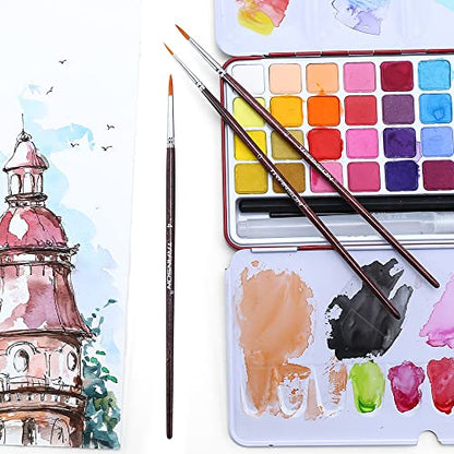 Transon Small Detail Paint Brushes 7pcs for Model Painting Acrylic, Gouache, Oil, Tempera and Face Painting - style: Round