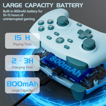 Kujian Wireless Switch Controller for Switch/Switch 2/OLED/Lite (Yellow + Lake Blue) - color: Yellow + Lake Blue
