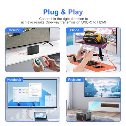 Switch 2 Dock HDMI Cable,Portable Travel TV Adapter with 4K@60Hz for Switch2/ Switch OLED/Steam Deck/Rog Ally/Xbox Ally X/Legion Go, 100W PD in with 6.6 FT Charging USB C to HDMI Cable