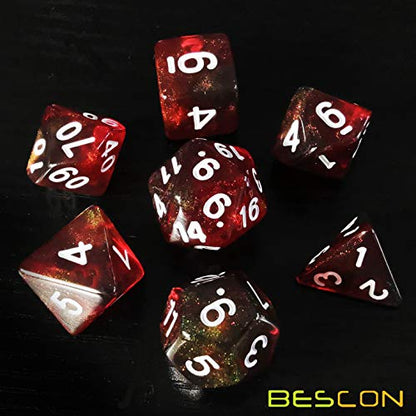 Bescon New Moonstone Dice Maroon, Polyhedral Dice Set of 7 - color: Maroon