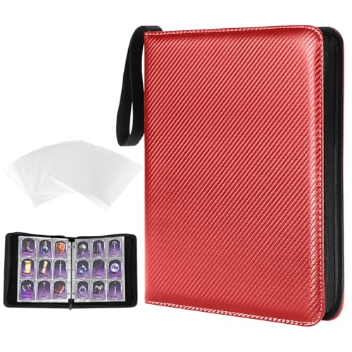 MAXECHO 9 Pocket Trading Card Binder, 1008 Pockets in 56 Removable Double-Sided Sleeves, PU Zip Card Collection Storage Organizer Album for Baseball, MTG, TCG, Sports. Red - color: Red
